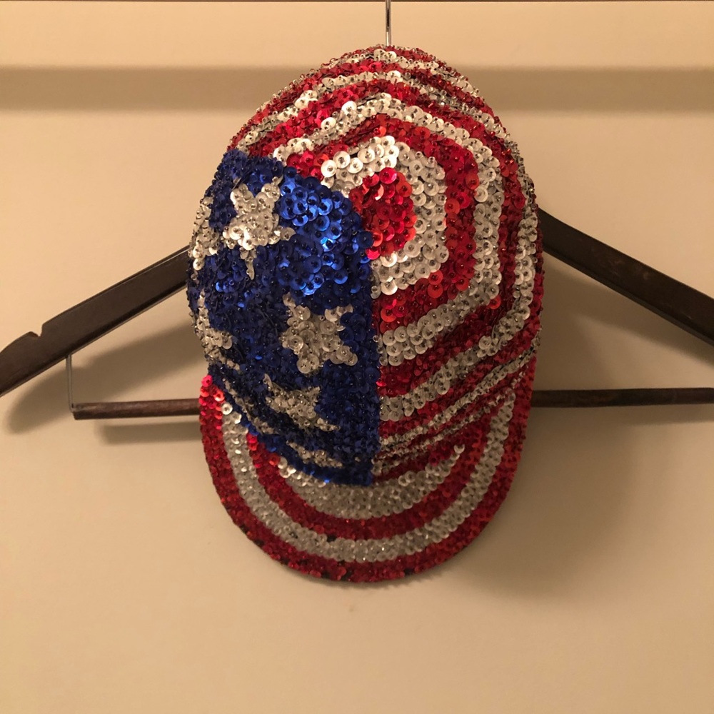 Kids size vintage sequin american flag hat